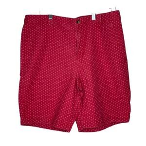 CHAPS Shorts Mens 36 Red Ditsy Print Flat Front Chino 100% Cotton
